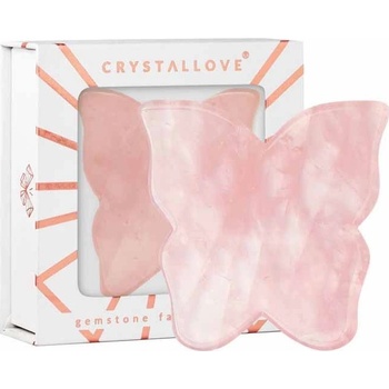 Crystallove Rose Quartz Butterfly Gua Sha masážna pomôcka