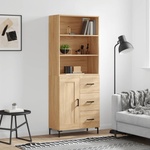 vidaXL Висок шкаф, дъб сонома, 69, 5x34x180 см, инженерно дърво (3190024)