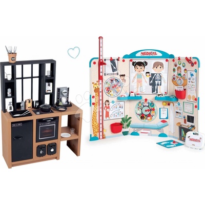 Smoby Set kuchynka moderná Loft Industrial a lekárska ordinácia s anatómiou ľudského tela