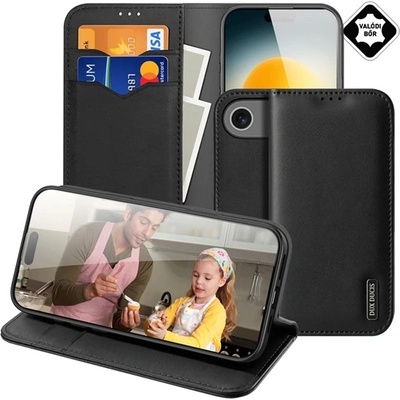 Dux Ducis Стойка за iPhone Air DUX DUCIS HIVO, от естествена кожа, FLIP, RFID, черна GP-173311 (GP-173311)