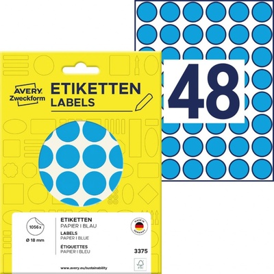 Avery Zweckform 3375 Samolepící kolečka 18 mm 1.056 ks modré