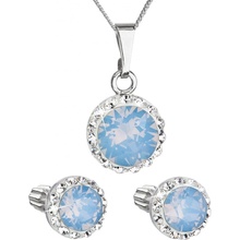 Evolution Group sada šperkov s krištálmi Swarovski náušnice,retiazka a prívesok modré opálové okrúhle 39352.7