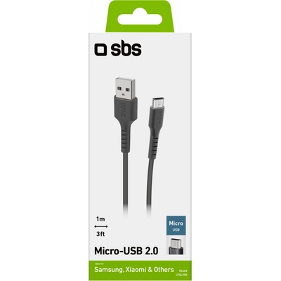 SBS LTHL200 dátový USB 2.0 na Micro USB, 1m, černý