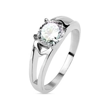 Šperky4U ocelový prsten s čirým zirkonem OPR1702