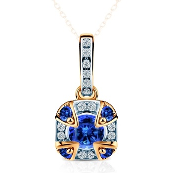 SAVICKI Висулка Rosavine: двуцветно злато, сини сапфири, диаманти