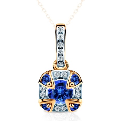 SAVICKI Висулка Rosavine: двуцветно злато, сини сапфири, диаманти