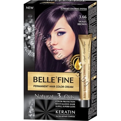 BELLE’FINE Боя за коса Belle'Fine, 3.66 Violet Brown, p/n BF-16303.66 - Крем-боя за коса с провитамин B5, виолетово-кафява (BF-16303.66)