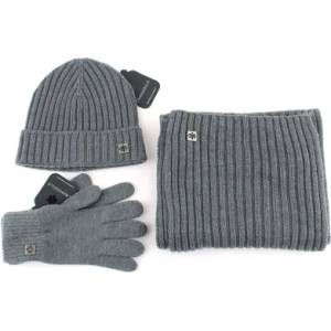  Комплект мъжки вълнен шал, шапка и ръкавици Granadilla Top Wool Set 3, Сив