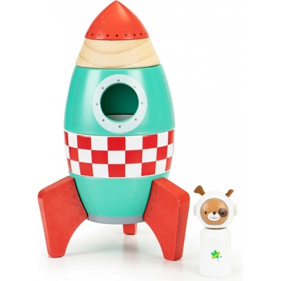 Eco Toys dřevěné raketové puzzle pyramida