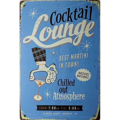 Drevená Ceduľa Cocktail Lounge