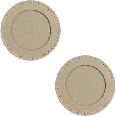 2 бр. кръгла кожена подложка за чаша в бежов цвят