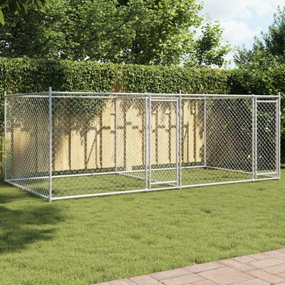 vidaXL Klec pro psy s dvířky 400 x 200 x 150 cm pozinkovaná ocel šedá 9799.3209573