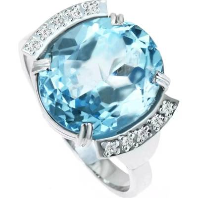 Stuchlík zlatý prsten s topazem a diamanty 015127