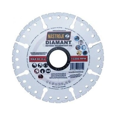 Nástroje cz Kotouč diamantový segmentový 115 x 2,6 x 22,2 mm IM-DK-VU115