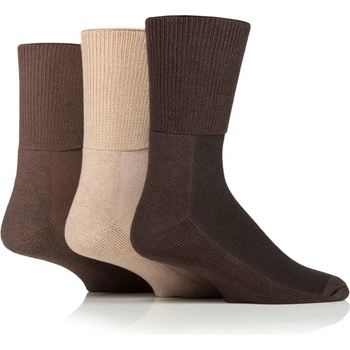 Iomi 3 páry široké diabetické ponožky BAMBUS Natural Hnedé