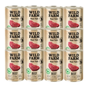 WILD FARM Пастет от говеждо месо 12x400 г безглутенова храна за кучета