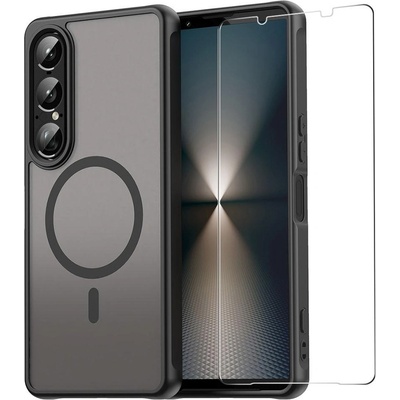 Sony ENKAY HAT PRINCE За Sony Xperia 1 VII Магнитен Капак + 9H Стъклен Протектор | Magsafe | Матов [Черен, Зелен, Син, Лилав]