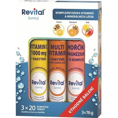 Revital Vit.C + Multivitamin + Hořčík eff.tabliet 3 x 20 tabliet