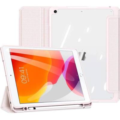 Dux Ducis Toby Tablet Case - хибриден удароустойчив кейс с отделение за Apple Pencil за iPad 9 (2021), iPad 8 (2020), iPad 7 (2019) (розов)