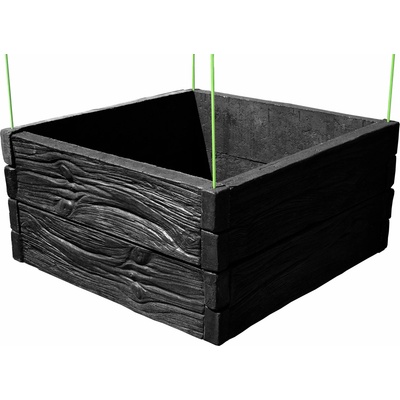Barigadi Vyvýšený záhon betónový 100 x 100 cm výška 50 cm vzor drevo antracit