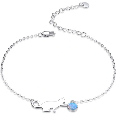 Grace Silver Jewellery stříbrný s opálem Kitty kočka NR-SCB175 stříbrná