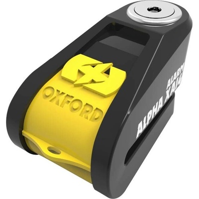 OXFORD zámek brzdového kotouče s alarmem ALPHA XA14 barva černá/žlutá fluorescenční (PIN 14mm) – Zboží Mobilmania