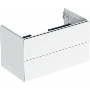 Geberit One лъскав бял стенен шкаф 90 см с 2 чекмеджета (505.263.00.1)