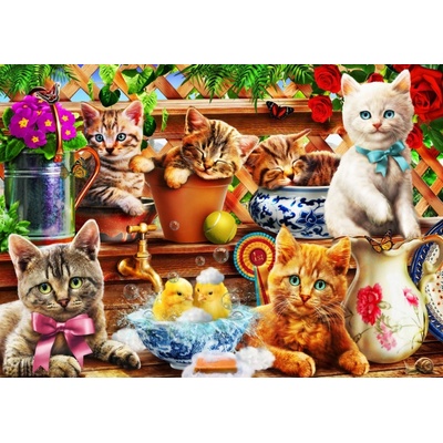 Bluebird Kittens in the Potting Shed 1000 dielov