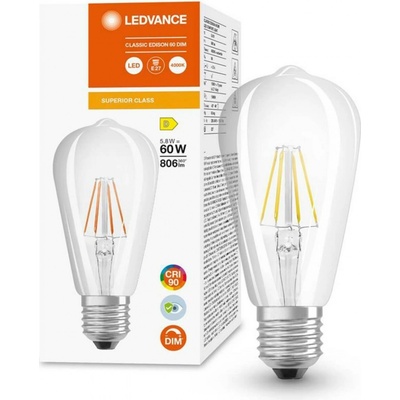 Ledvance LED Edison E27 ST64 5,8W 60W 806lm 4000K Neutrálne 300° CRI90 Stmievateľné vlákno Superior