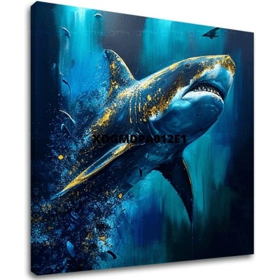 Dekorativní obraz na plátně - PREMIUM ART - Shark Force in Dark Water - 60x50 cm