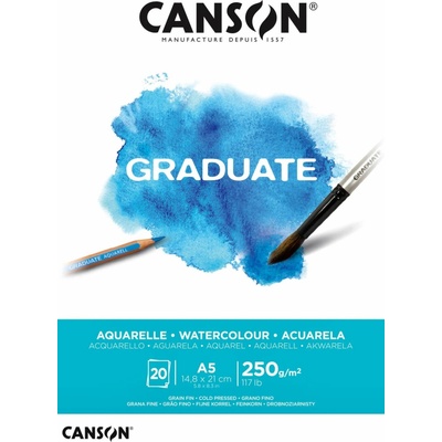 Canson Akvarelový papír Graduate Aquarelle blok A5 250g 20 listů