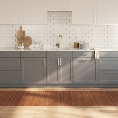 vidaXL Килим, правоъгълен, кафяв, 80x1000 см, бамбук (376932)