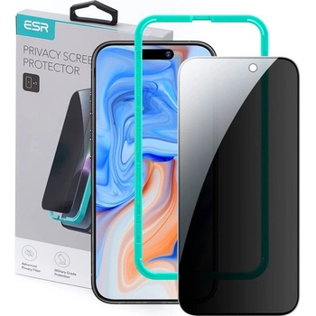 Image 1 of ESR Privacy Full Cover Tempered Glass - калено стъклено защитно покритие с определен ъгъл на виждане за дисплея на iPhone 15 Plus (черен-прозрачен)
