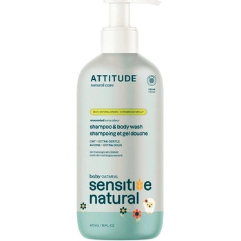 ATTITUDE Sensitive skin baby Detské telové mydlo a šampón s ovsom 2 v 1 473 ml