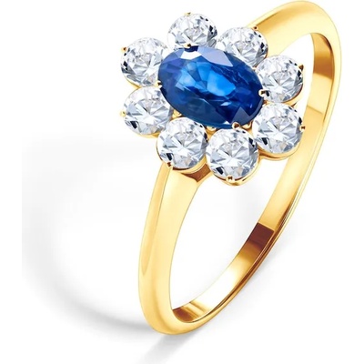 SAVICKI Годежен пръстен Savicki: злато, син сапфир, бели сапфири