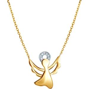 SAVICKI Колие с ангел, злато 585, с бели диаманти, 0.01К, 45 см