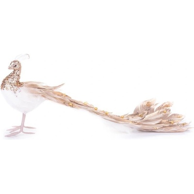 MagicHome Dekorácia Páv zlatý páperový 50x20x23 cm