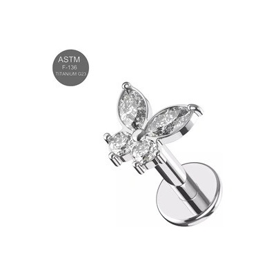 Šperky4U Piercing do brady motýlek TIT1598