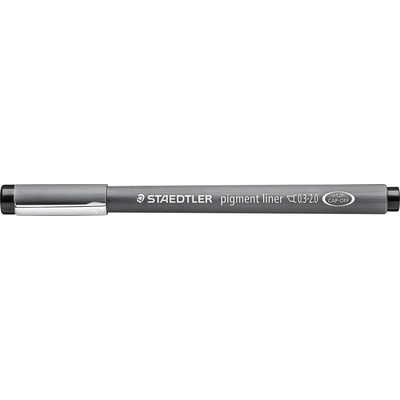 STAEDTLER black pigment liner, chisel tip with line width 0.3 - 2.0 mm, indelible pigment ink, long metal tip, long service life, 10 fineliners in a cardboard case, 308 C2-9