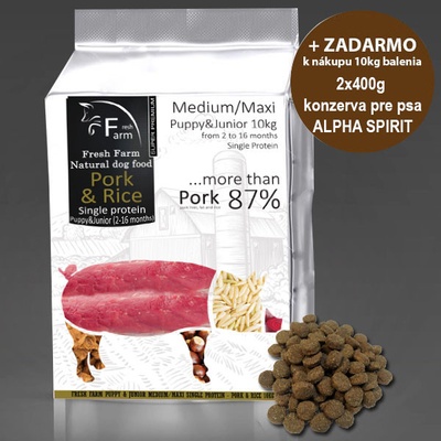 Fresh Farm Puppy&Junior Single Protein Medium&Maxi Pork & Rice 10 kg