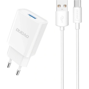 Dudao A4EU мрежово зарядно устройство с USB изход 2, 1 А + кабел Type-C, БЯЛО GP-190499 (GP-190499)