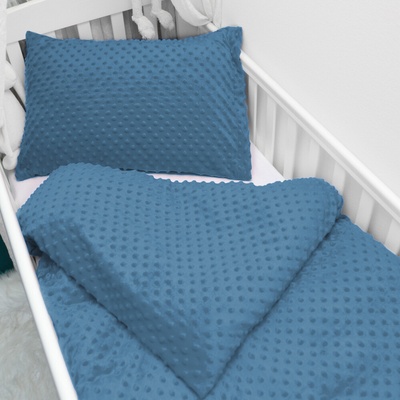 Biante Minky TOP 3D bodky MKP-044 Kovovo modré Do postieľky 90 x 140 cm 40 x 60 cm