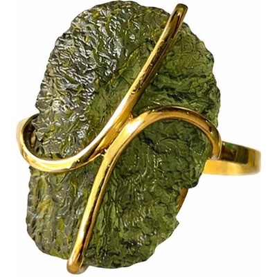 Vltavín Moldavite Zlatý prsten s vltavínem P27 0003