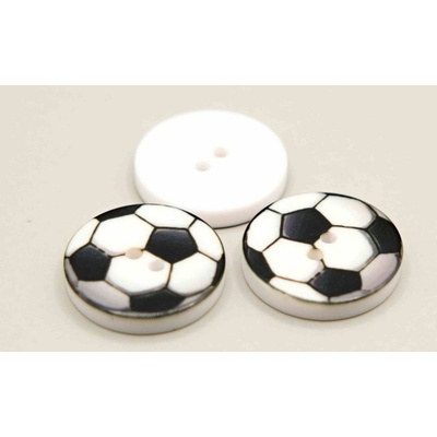 Detský gombík - futbalová lopta - biela - priemer 1,5 cm