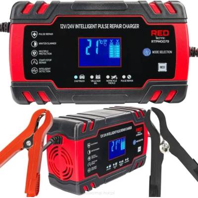 Red technic Автоматично зарядно устройство RED Technic RTPM0079/ 12V / 24V (5904067443600)