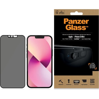 Panzer Стъклен протектор PanzerGlass за Apple Iphone 13 mini 5.4 CamSlider, Privacy, CaseFriendly, Antibacterial - Черен