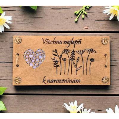 Dekorace z Řečice Dárková dřevěná obálka na peníze k narozeninám
