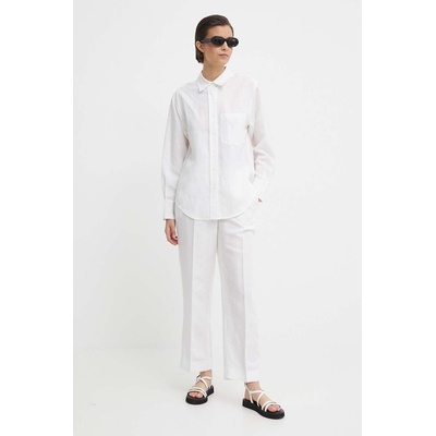 Calvin Klein Панталон с лен Calvin Klein в бяло със стандартна кройка, с висока талия K20K206695 (K20K206695)