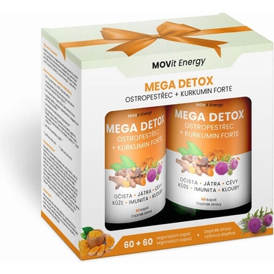 Movit Energy Mega detox pestrec + kurkumín forte DARČEKOVÉ balenie 60 + 60 vegánskych kapsúl