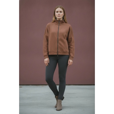 THOM By Thomas Rath dámská hnědá mikina na zip se stojáčkem crop Hnědé